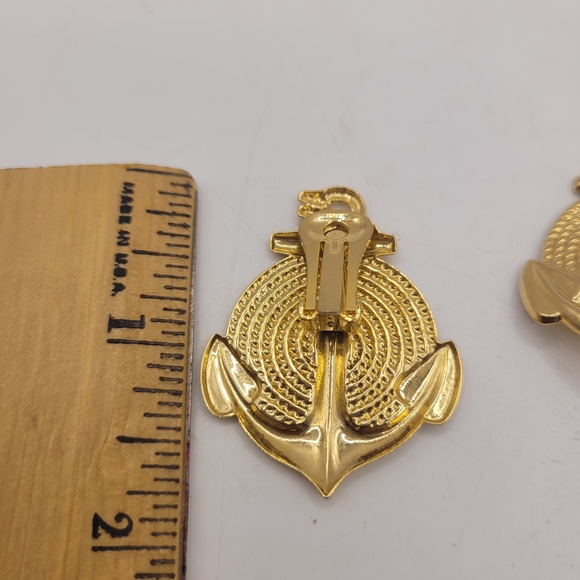 Gold Anchor Earrings - Picture 2 of 2